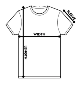 Men's sizing diagram: chest, length, sleeve measurements
